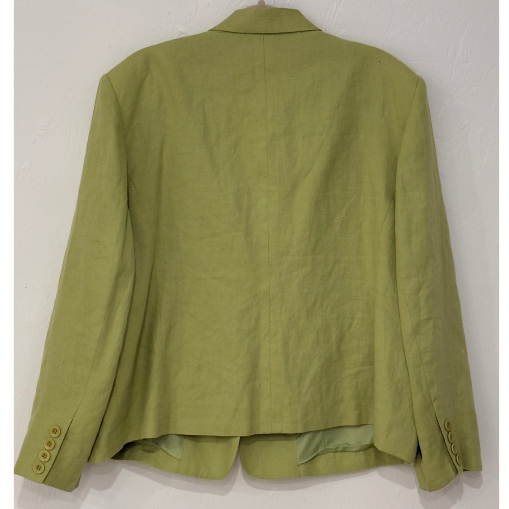 Talbots Woman Lime Green 100% Irish Linen Button Front Blazer Jacket 20W - Picture 4 of 11